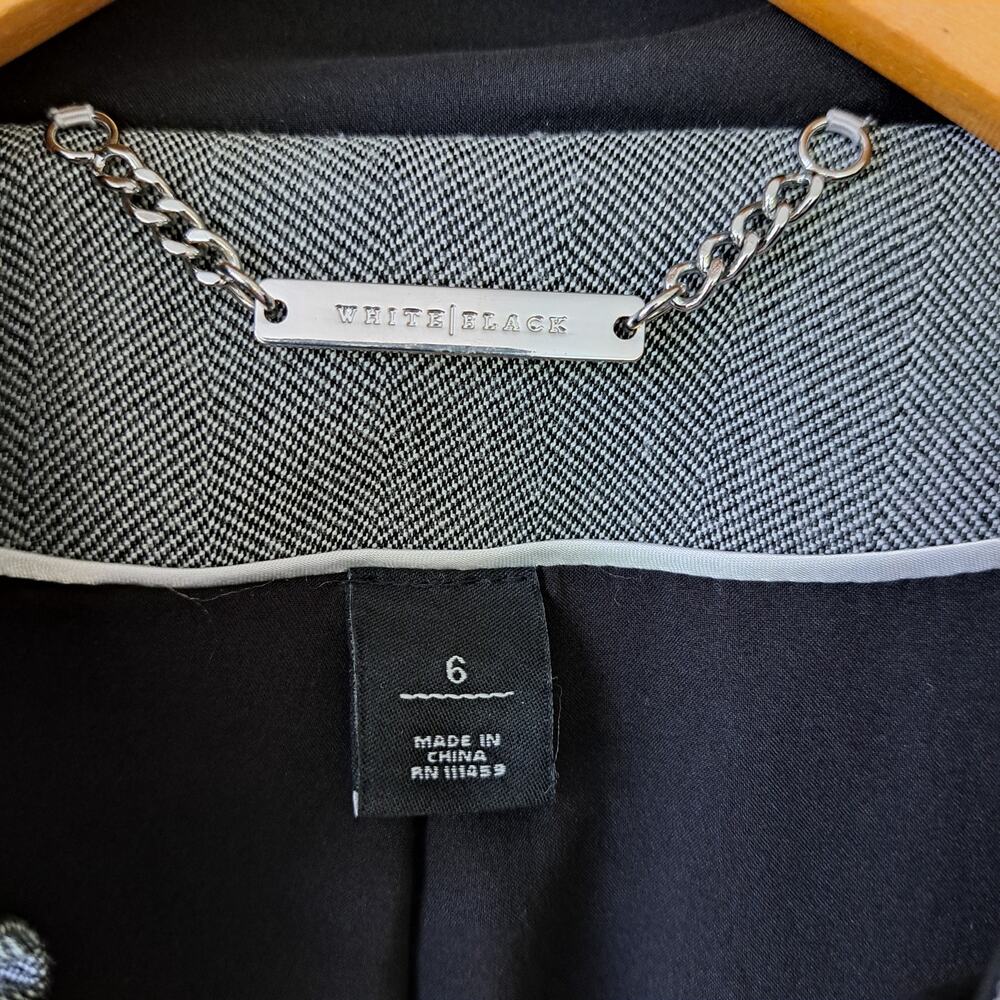 WHITE HOUSE BLACK MARKET Herringbone 2-Piece Skirt Suit Size 6 Ruffle Collar - Picture 6 of 12